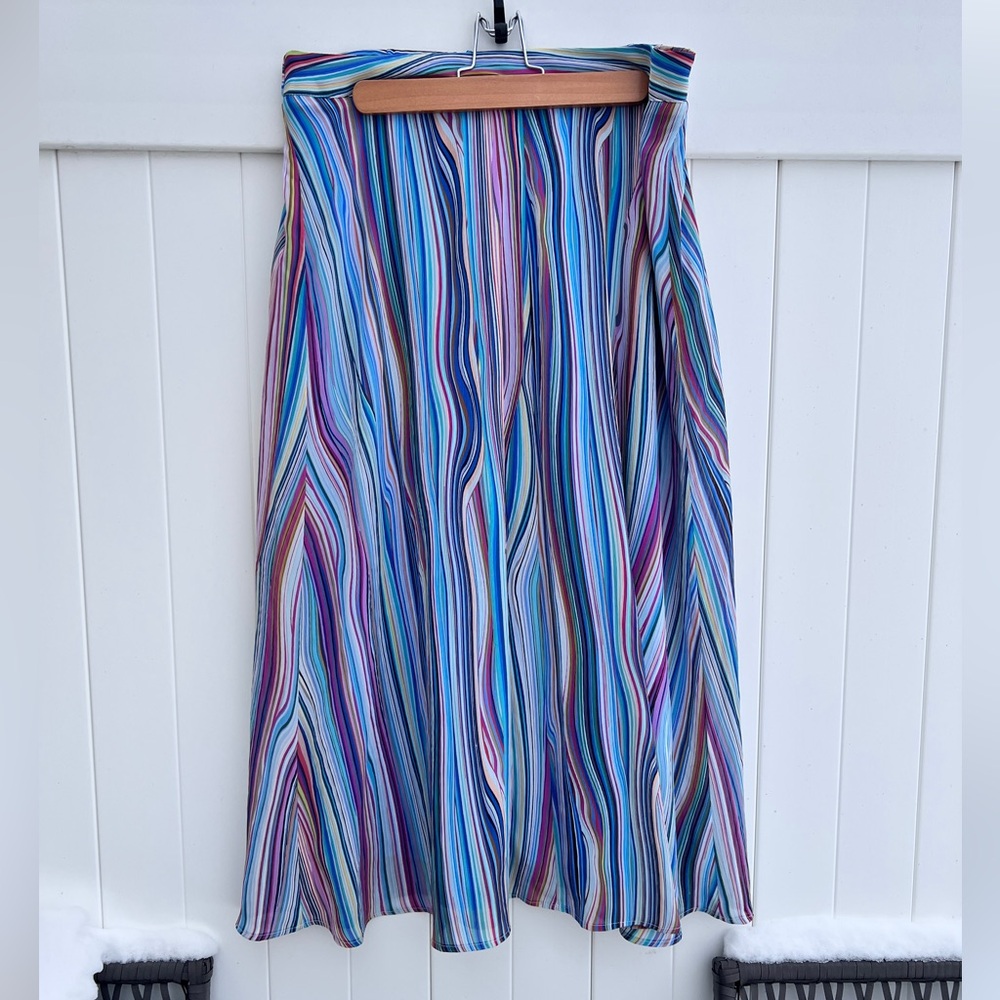 Christopher and banks Blue and Pink stripped skirt Size L